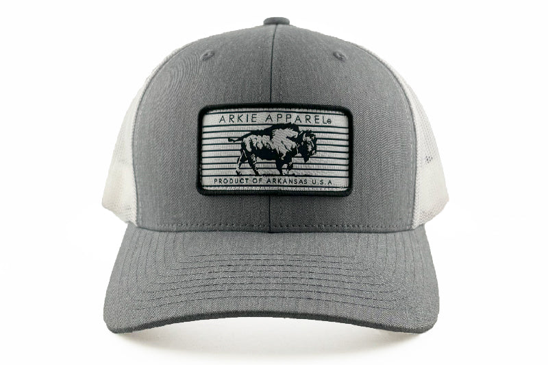 Buffalo Line Patch Snapback Hat - Heather Gray/White