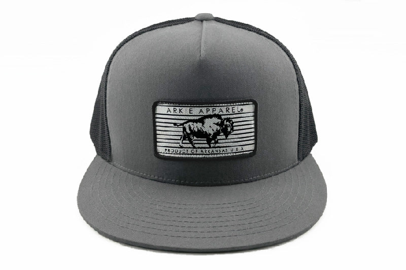 Buffalo Line Patch Flatbill Hat - Charcoal/Black