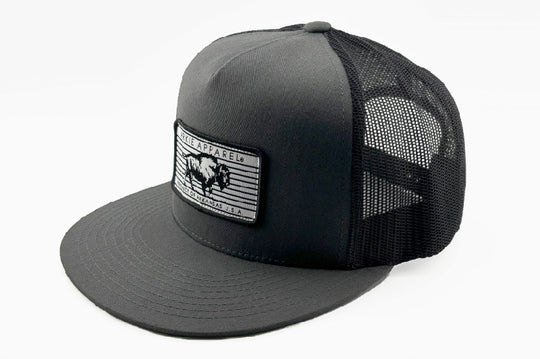 Buffalo Line Patch Flatbill Hat - Charcoal/Black