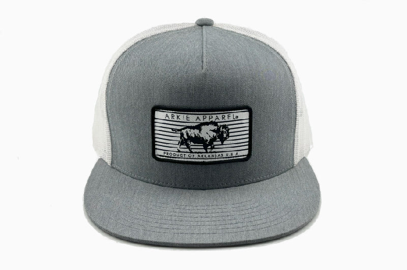Buffalo Line Patch Flatbill Hat - Heather Gray/White