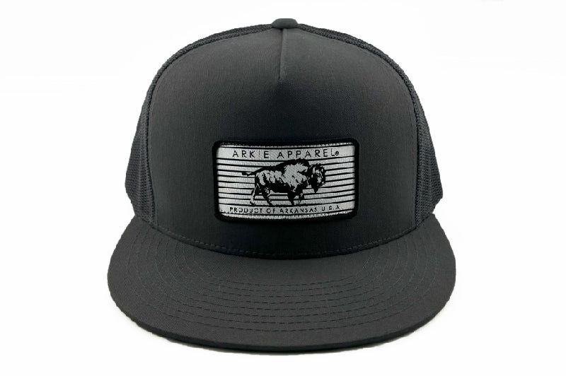 Buffalo Line Patch Flatbill Hat - Solid Black