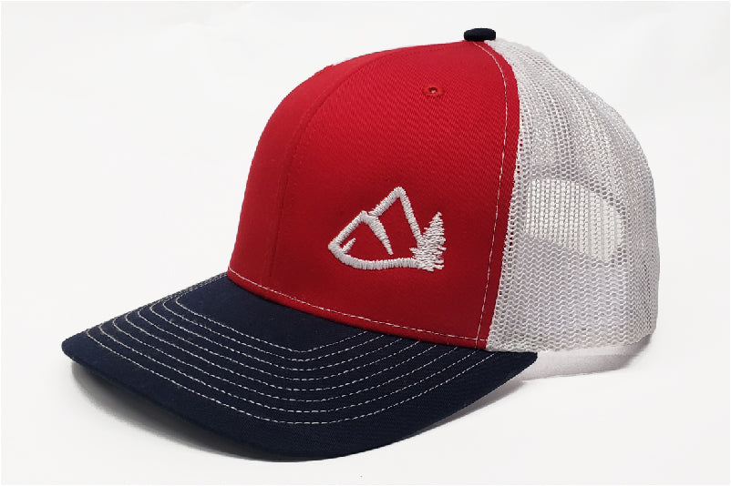 Mountain Logo Snapback Hat - Red/White/Navy