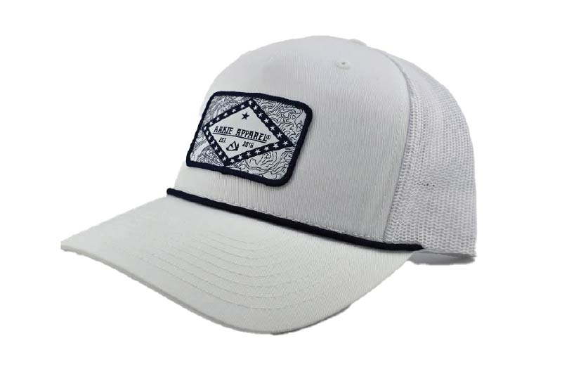Flag Patch Snapback Rope Hat - White/White