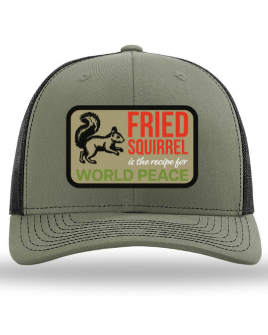 Squirrel World Peace Snapback Mesh Hat - Olive/Black