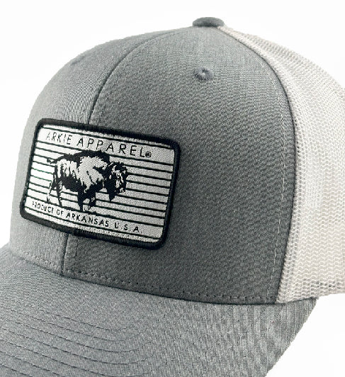 Buffalo Line Patch Snapback Hat - Heather Gray/White