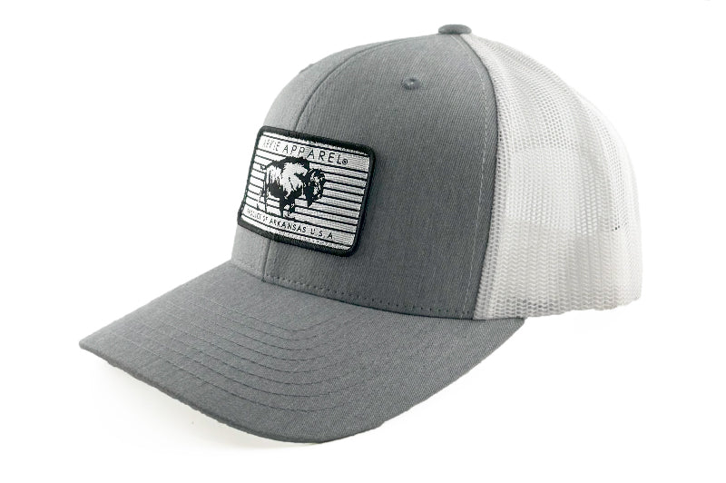 Buffalo Line Patch Snapback Hat - Heather Gray/White