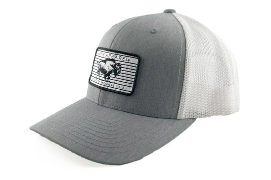 Buffalo Line Patch Snapback Hat - Heather Gray/White