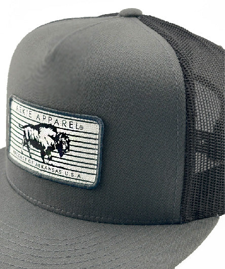 Buffalo Line Patch Flatbill Hat - Charcoal/Black