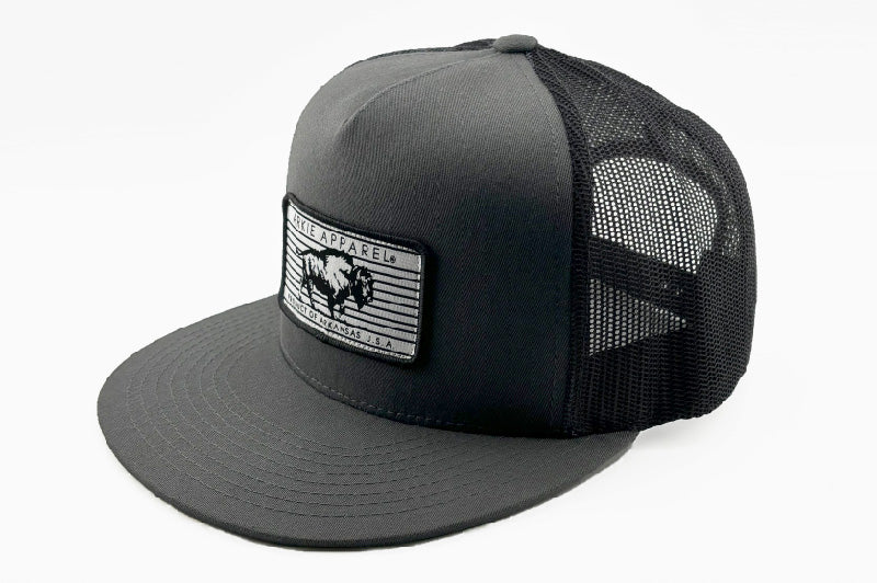 Buffalo Line Patch Flatbill Hat - Charcoal/Black