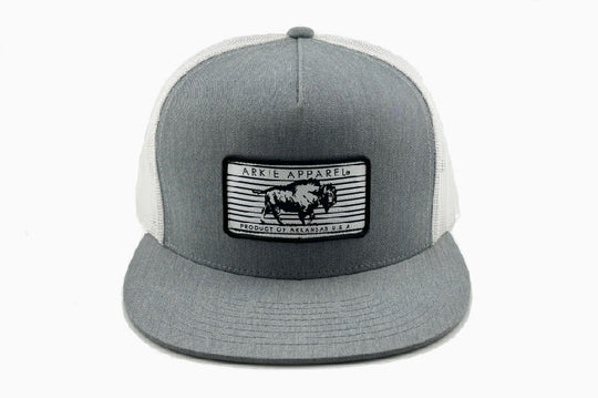 Buffalo Line Patch Flatbill Hat - Heather Gray/White