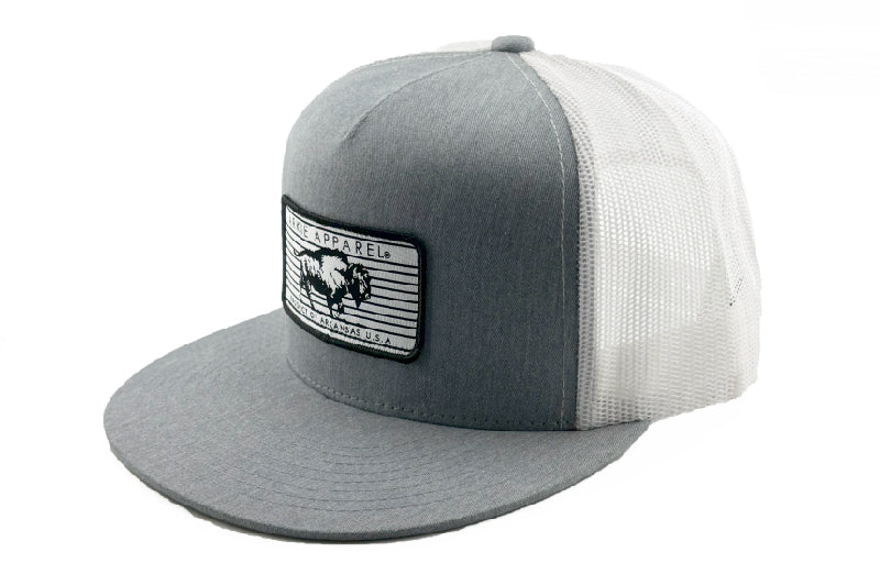 Buffalo Line Patch Flatbill Hat - Heather Gray/White