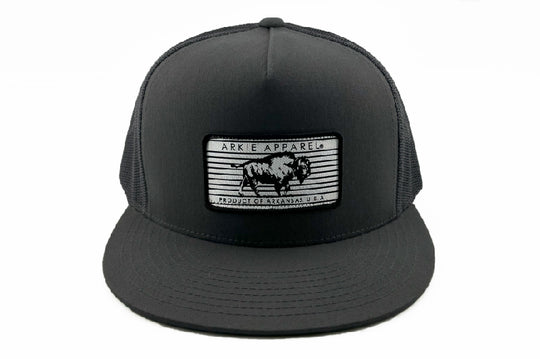 Buffalo Line Patch Flatbill Hat - Solid Black