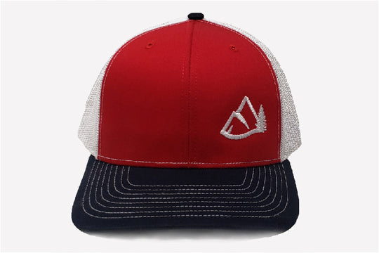 Mountain Logo Snapback Hat - Red/White/Navy