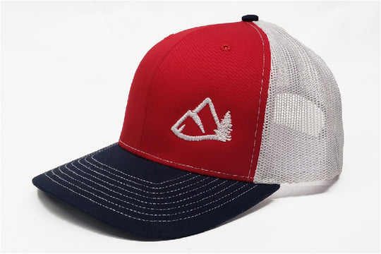 Mountain Logo Snapback Hat - Red/White/Navy