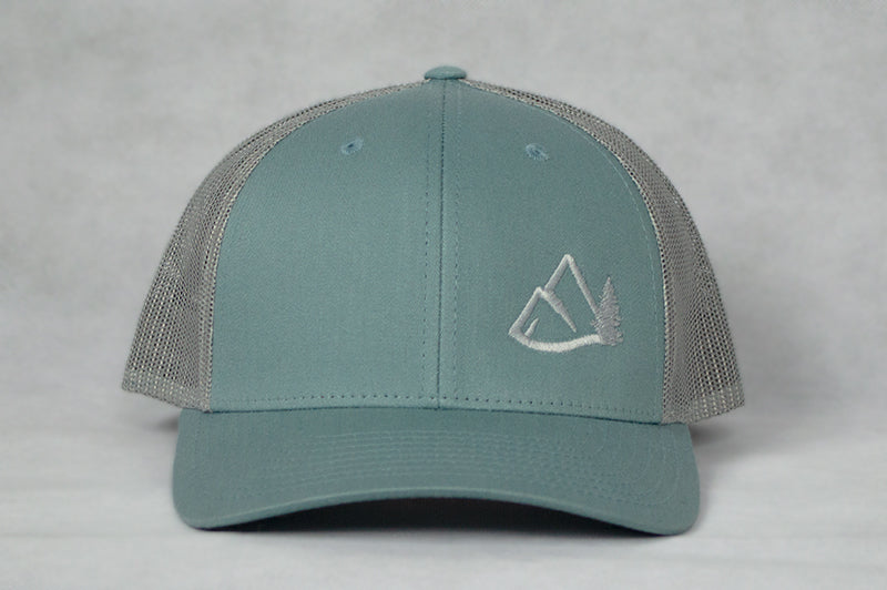 Mountain Logo Low Pro Snapback Hat - Smoke Blue/Light Gray