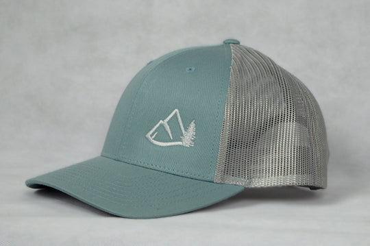 Mountain Logo Low Pro Snapback Hat - Smoke Blue/Light Gray
